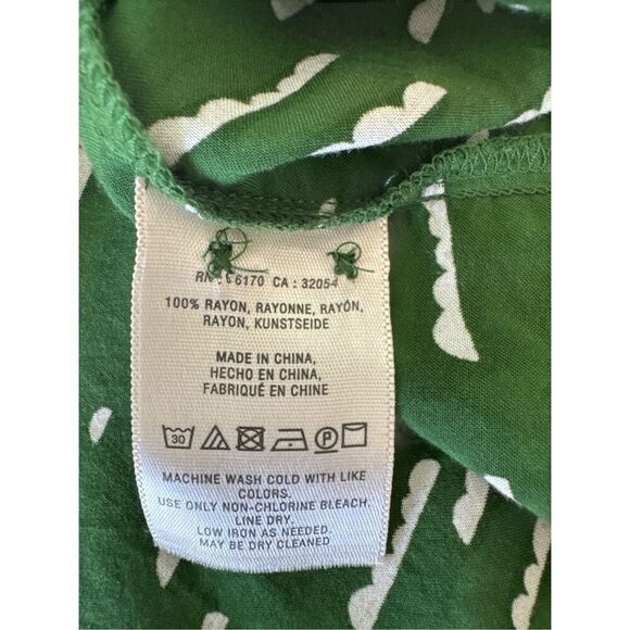 Maeve Women's Button Front Tie Collar 3/4 Sleeve Swing Tunic Blouse Green Small - Picture 8 of 9